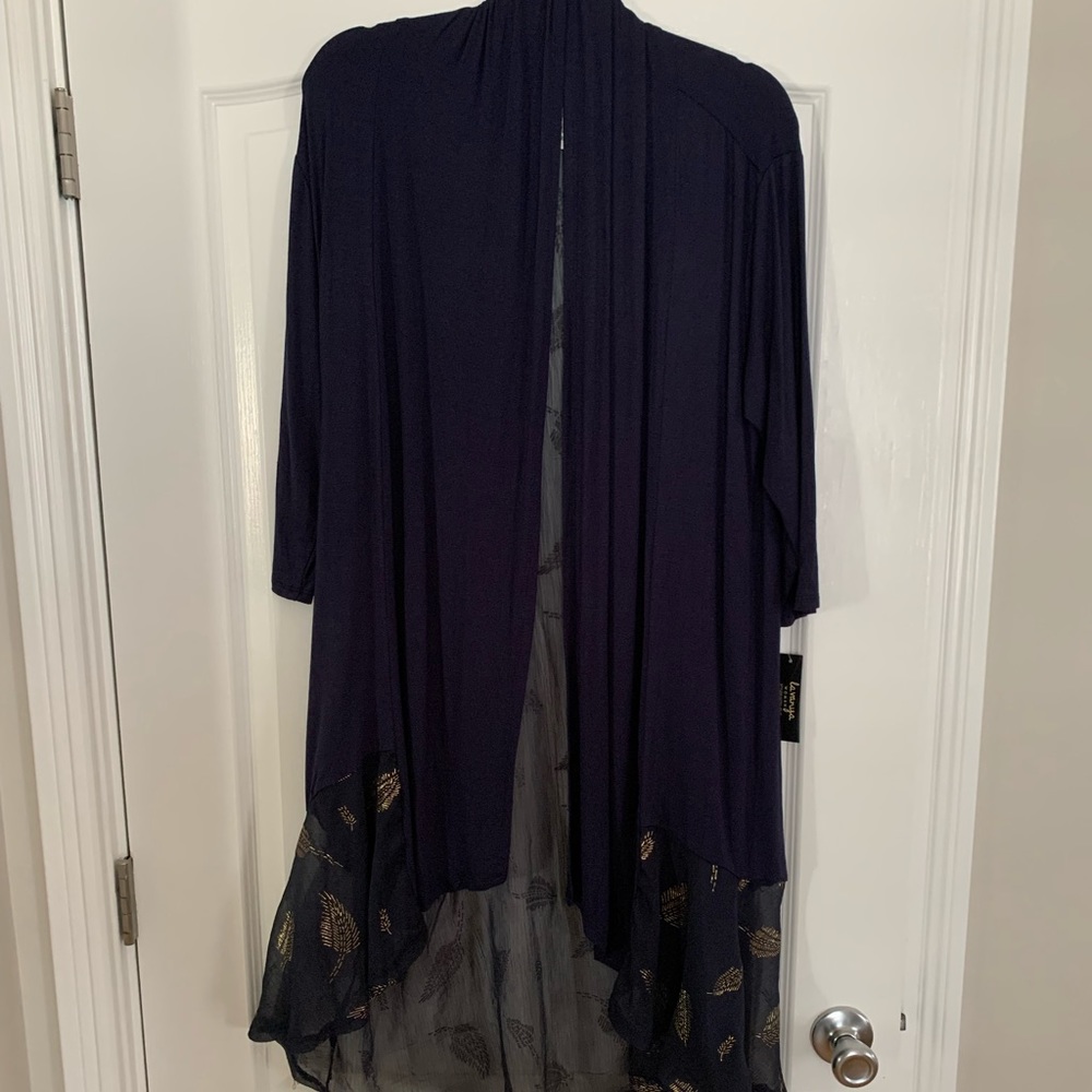 Navy cardigan with gold leaves